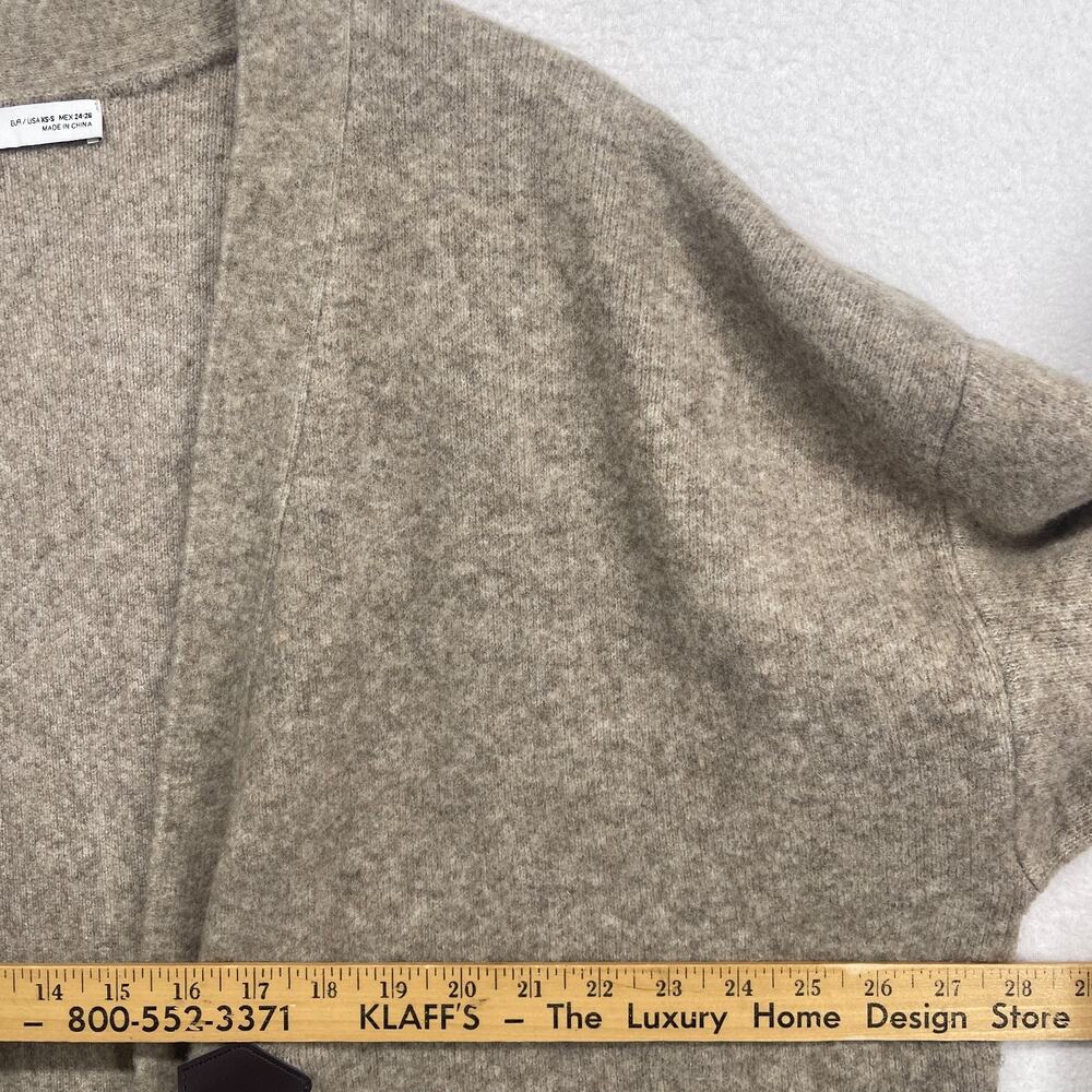 ZARA Sweater Womens XS S Wool Blend Oversized Cardigan Toggle Coatigan Beige - Picture 10 of 12
